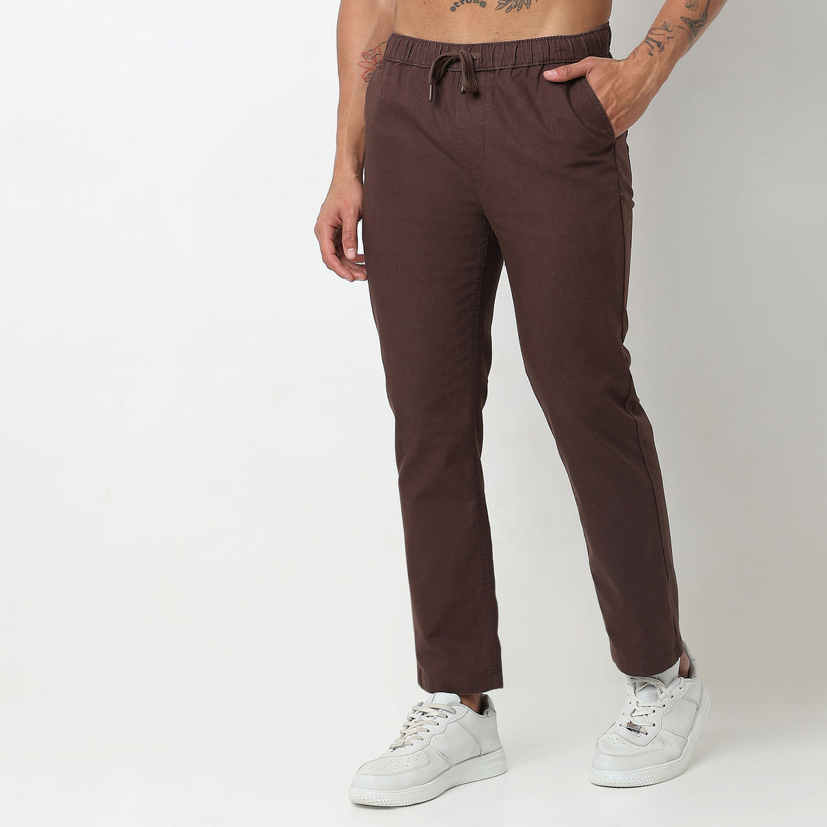 Regular Fit Solid Mid Rise Lounge Pants