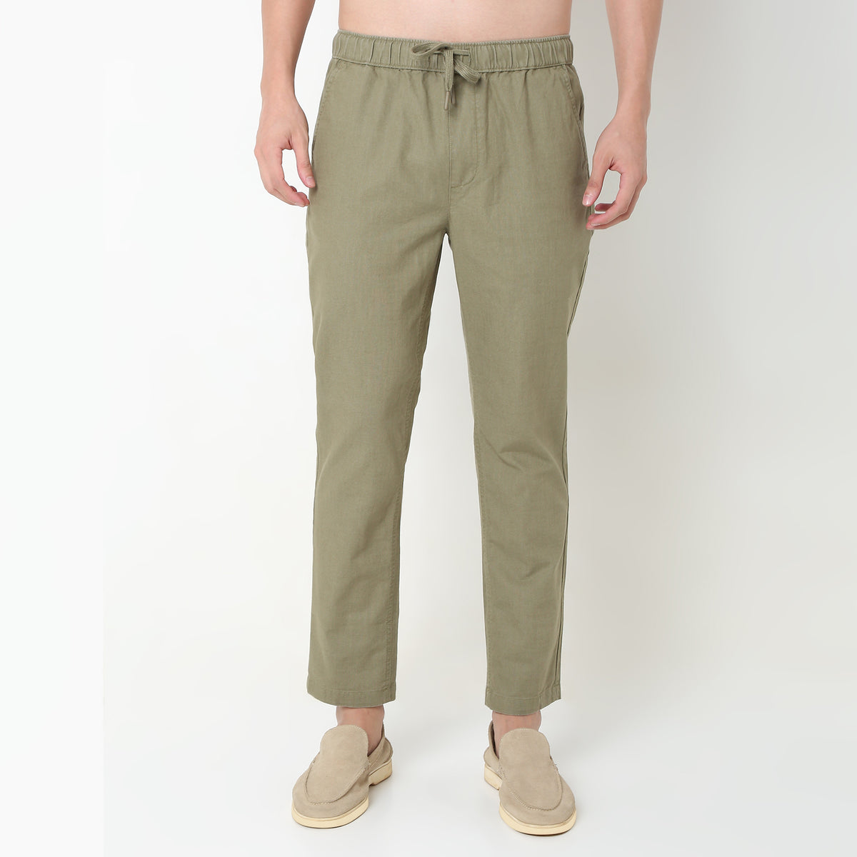 Regular Fit Solid Mid Rise Lounge Pants