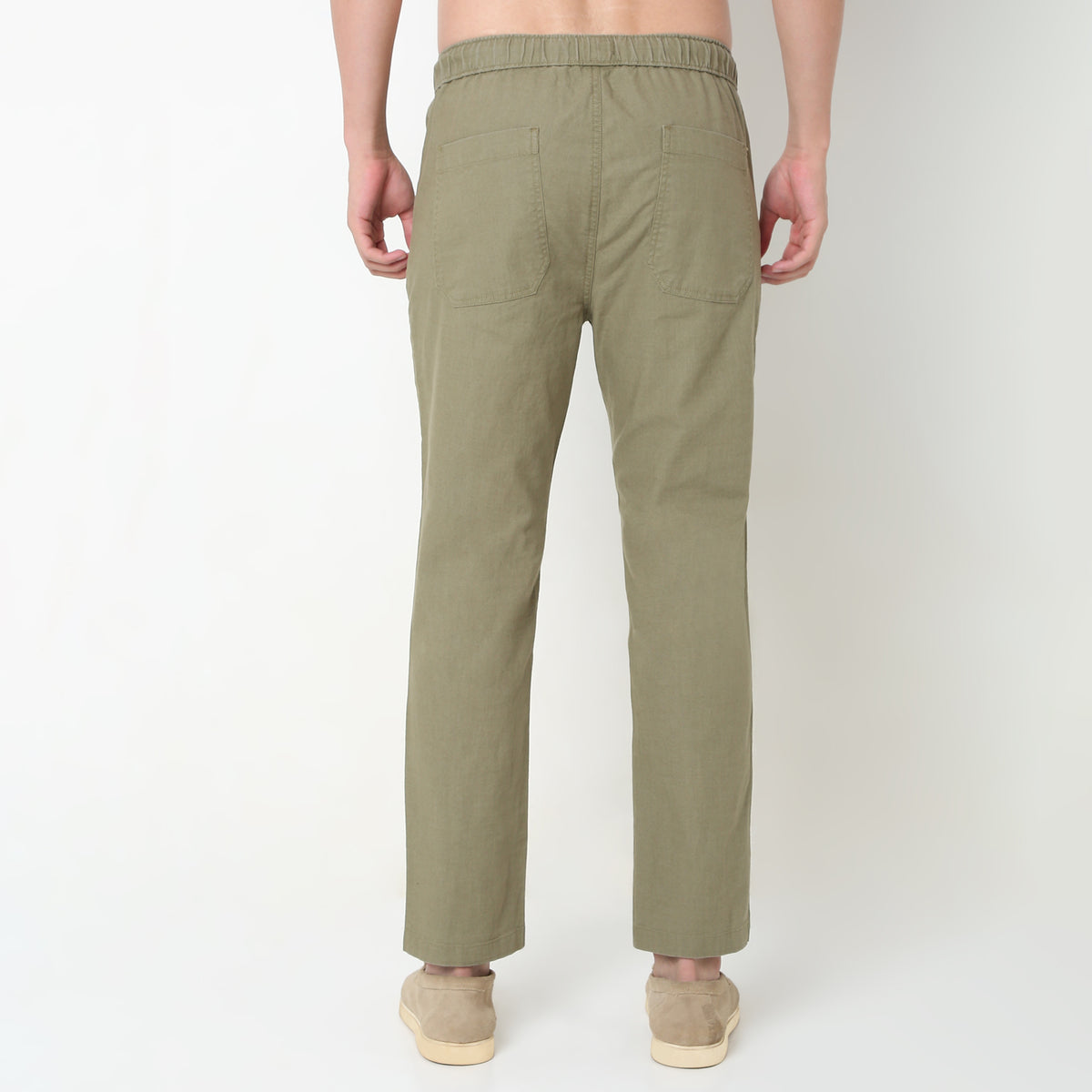 Regular Fit Solid Mid Rise Lounge Pants