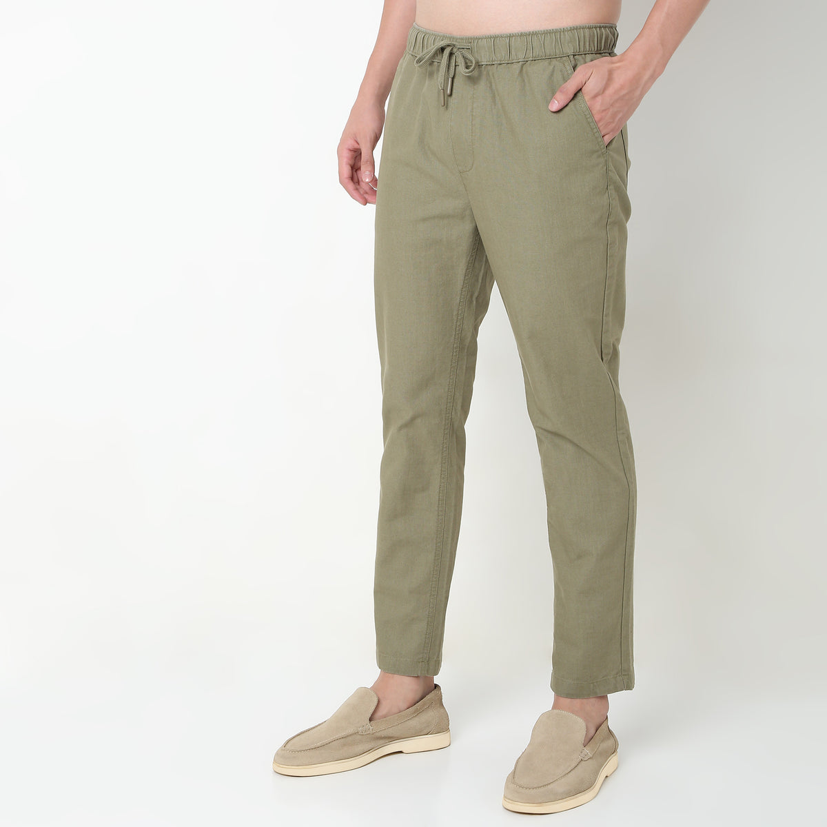 Regular Fit Solid Mid Rise Lounge Pants