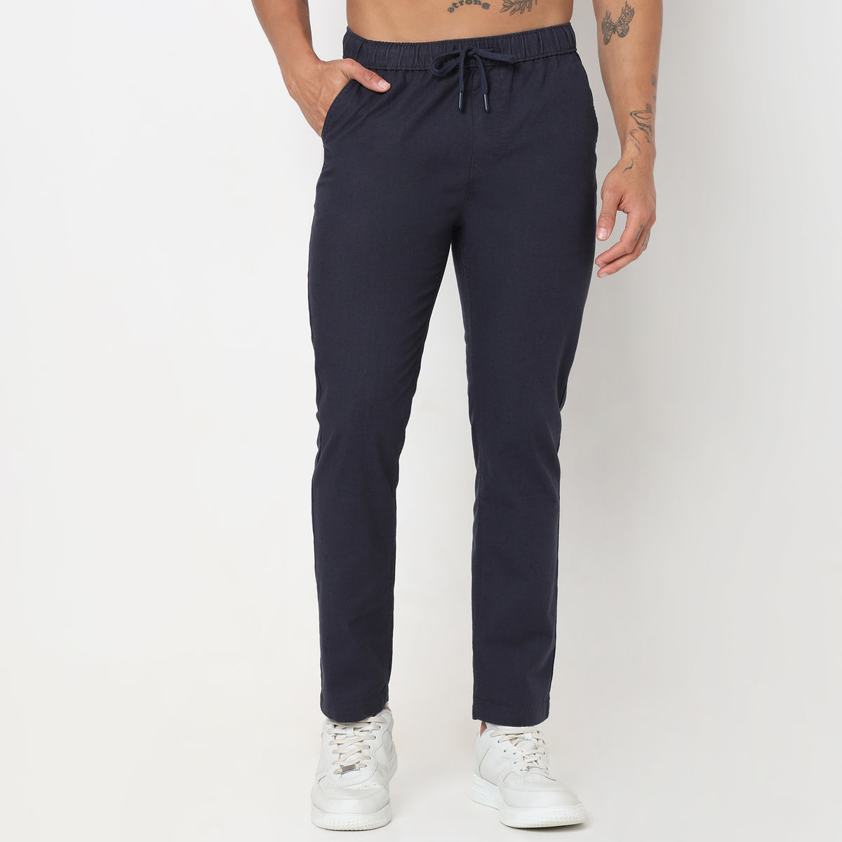 Regular Fit Solid Mid Rise Lounge Pants