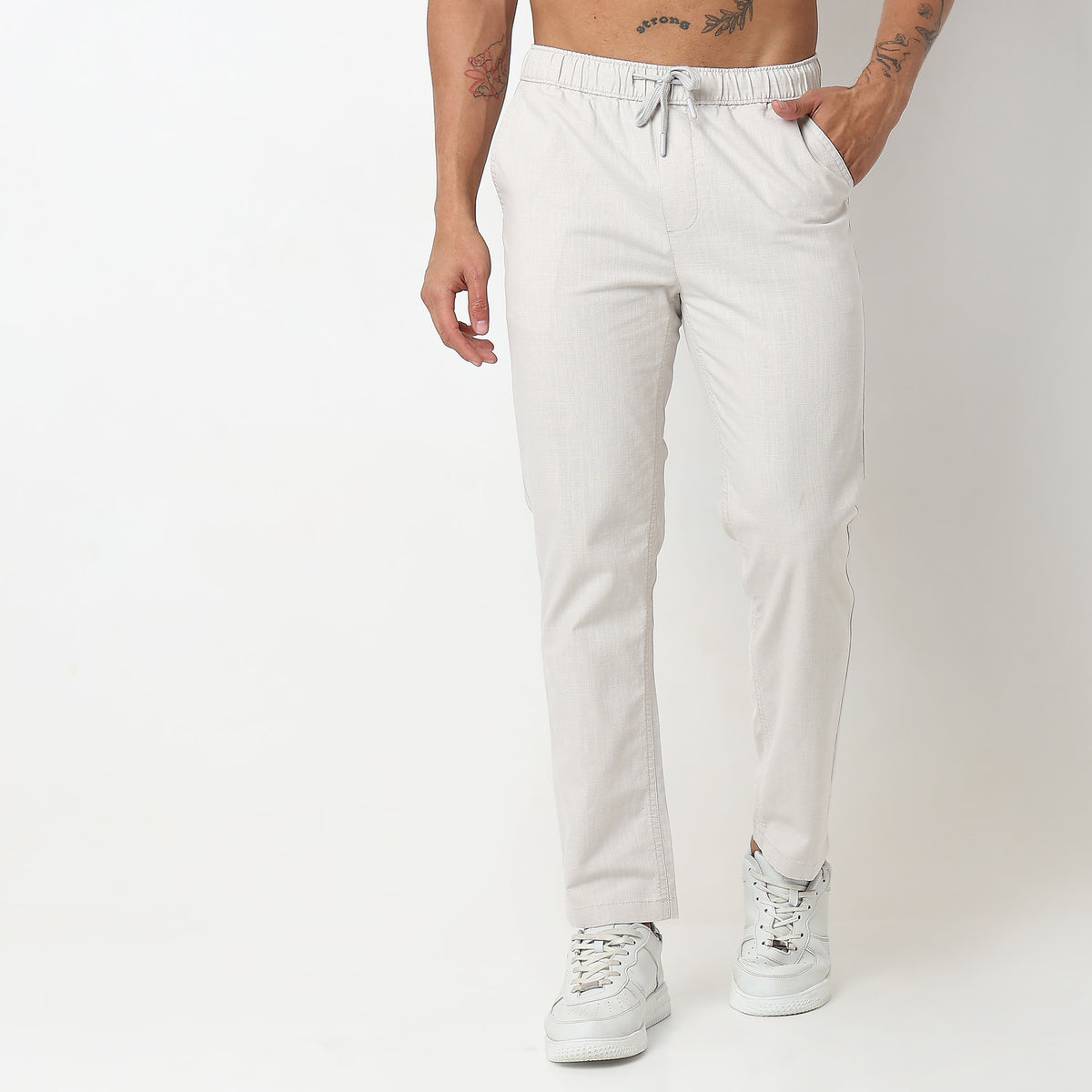 Regular Fit Solid Mid Rise Lounge Pants