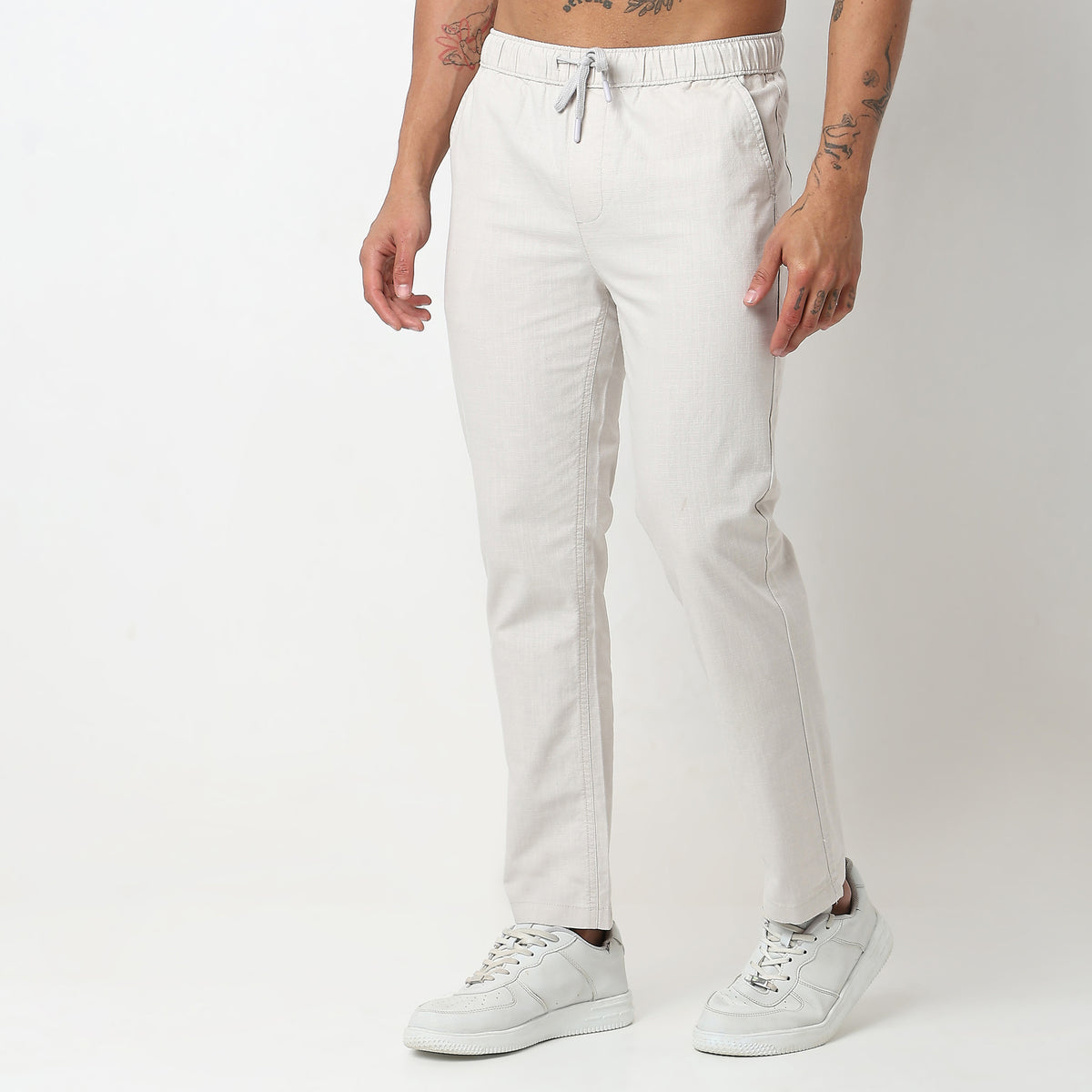 Regular Fit Solid Mid Rise Lounge Pants