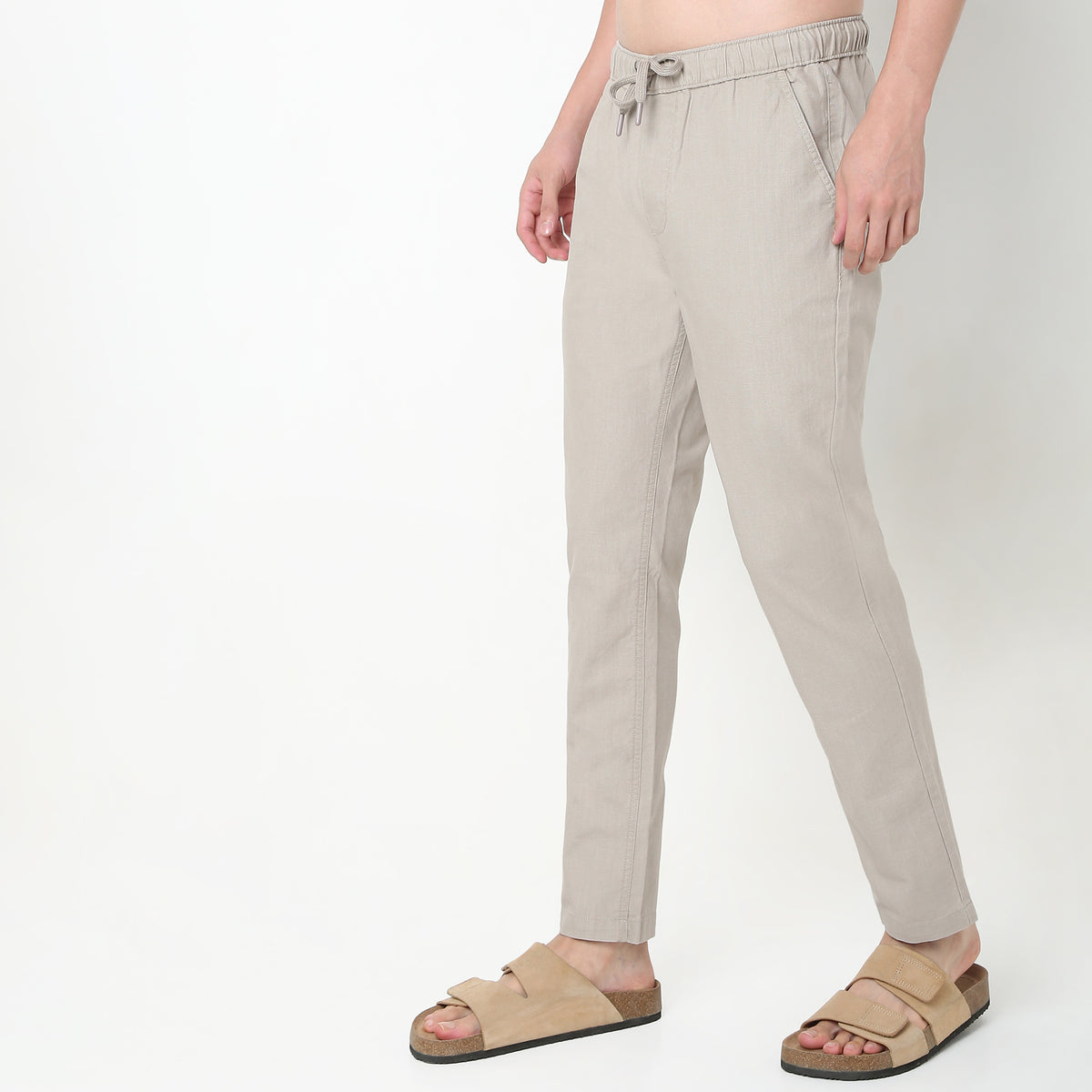 Regular Fit Solid Mid Rise Lounge Pants