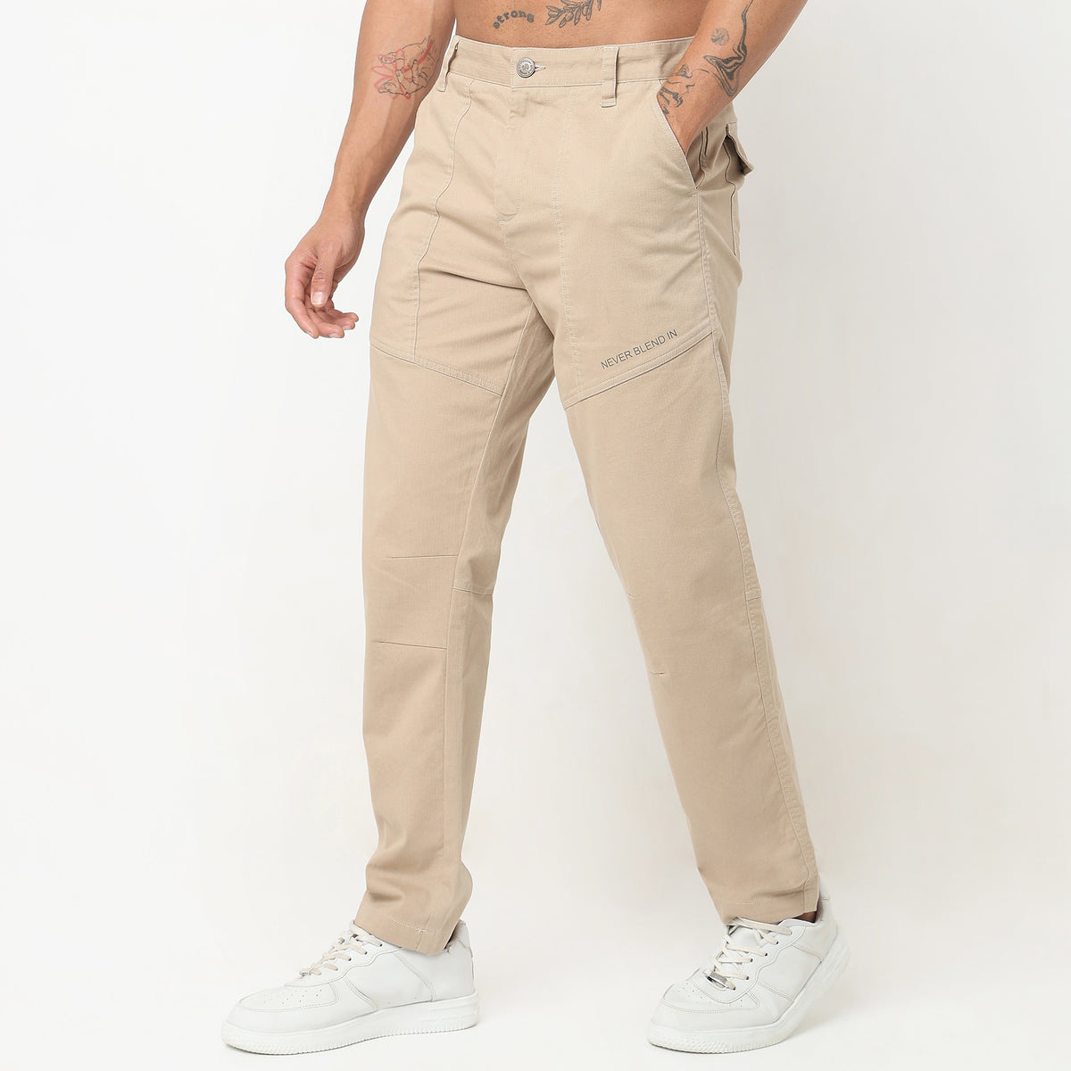 Regular Fit Solid Mid Rise Pants