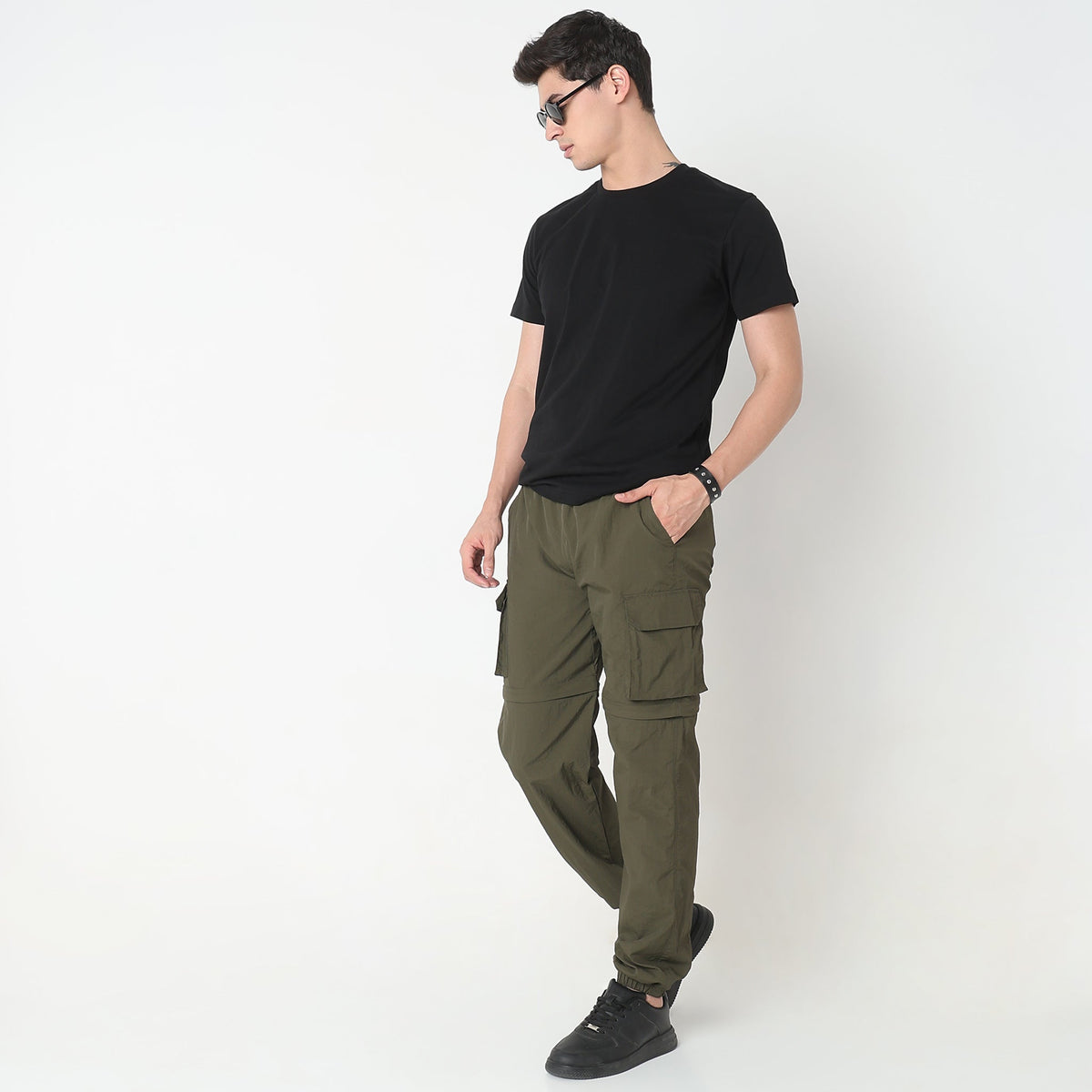 Oversize Solid Mid Rise Joggers