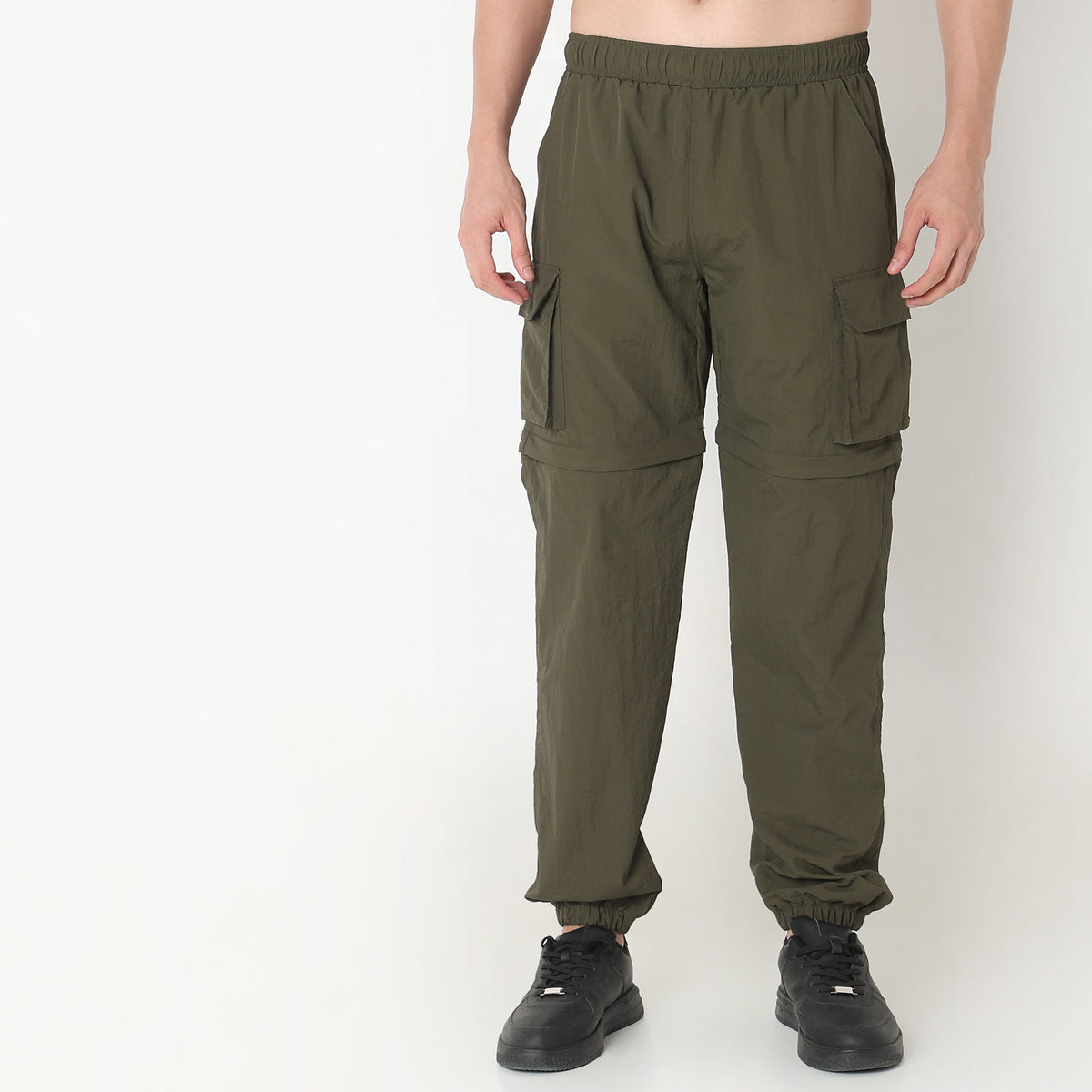 Oversize Solid Mid Rise Joggers