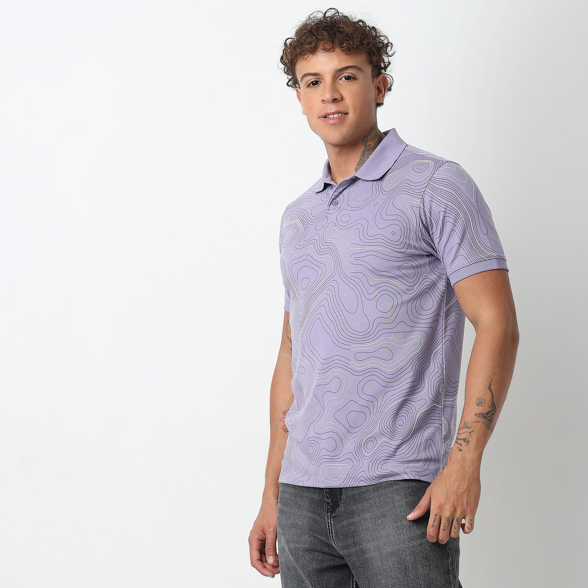 Regular Fit Printed Polo T-shirt