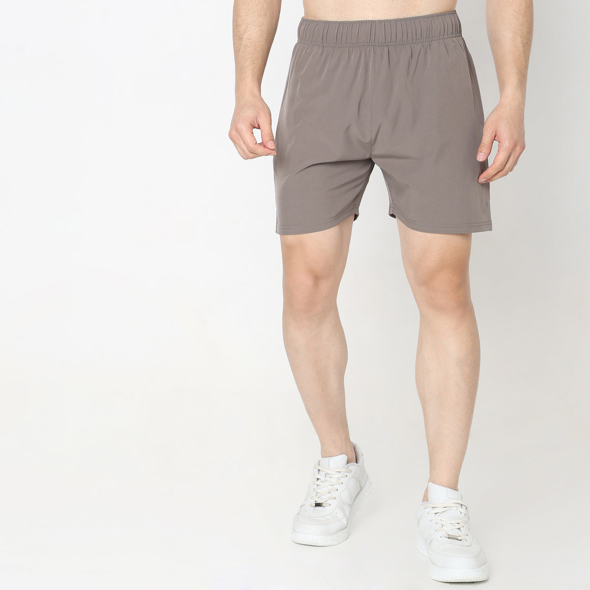 Regular Fit Solid Mid Rise Shorts