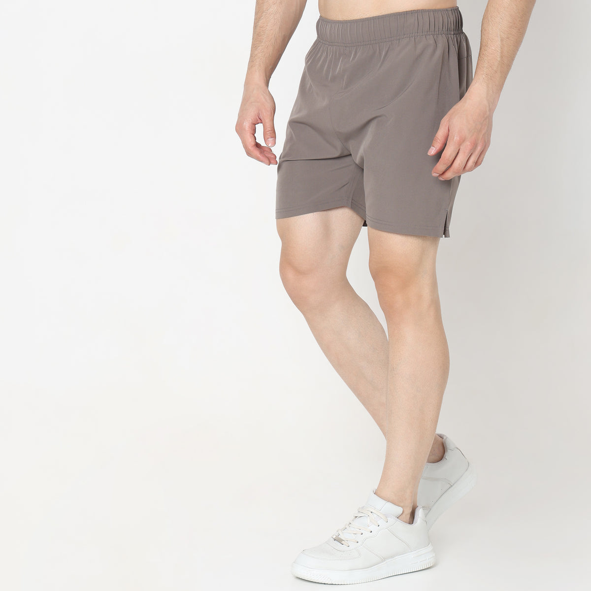 Regular Fit Solid Mid Rise Shorts