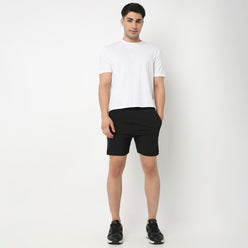 Regular Fit Solid Mid Rise Shorts