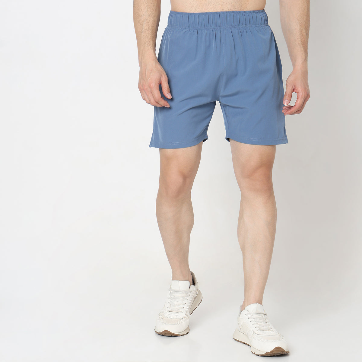 Regular Fit Solid Mid Rise Shorts