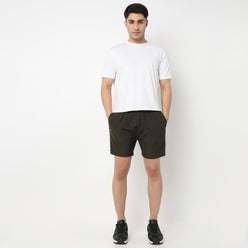 Regular Fit Solid Mid Rise Shorts
