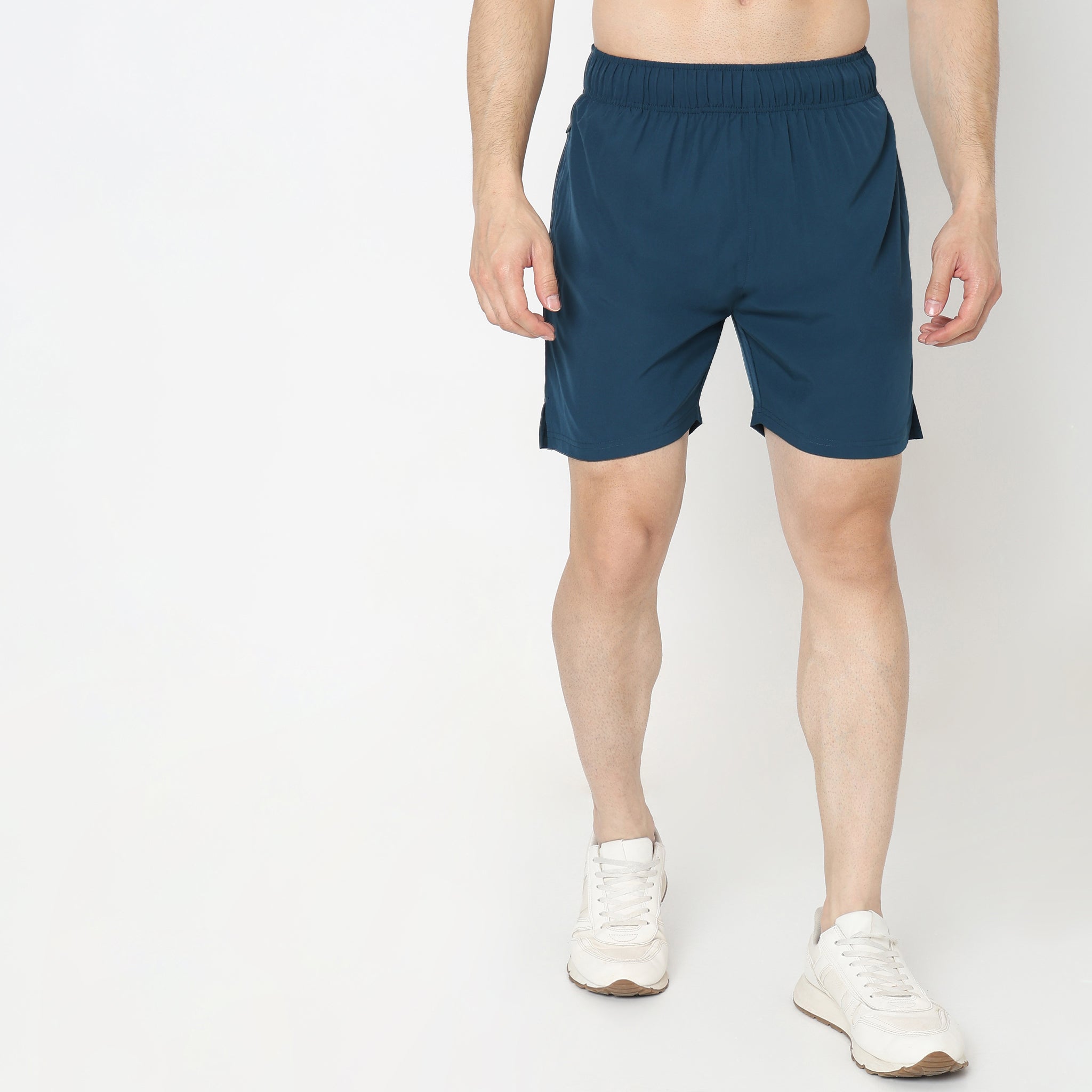 Regular Fit Solid Mid Rise Shorts