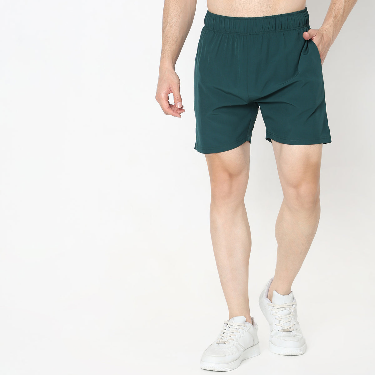 Regular Fit Solid Mid Rise Shorts