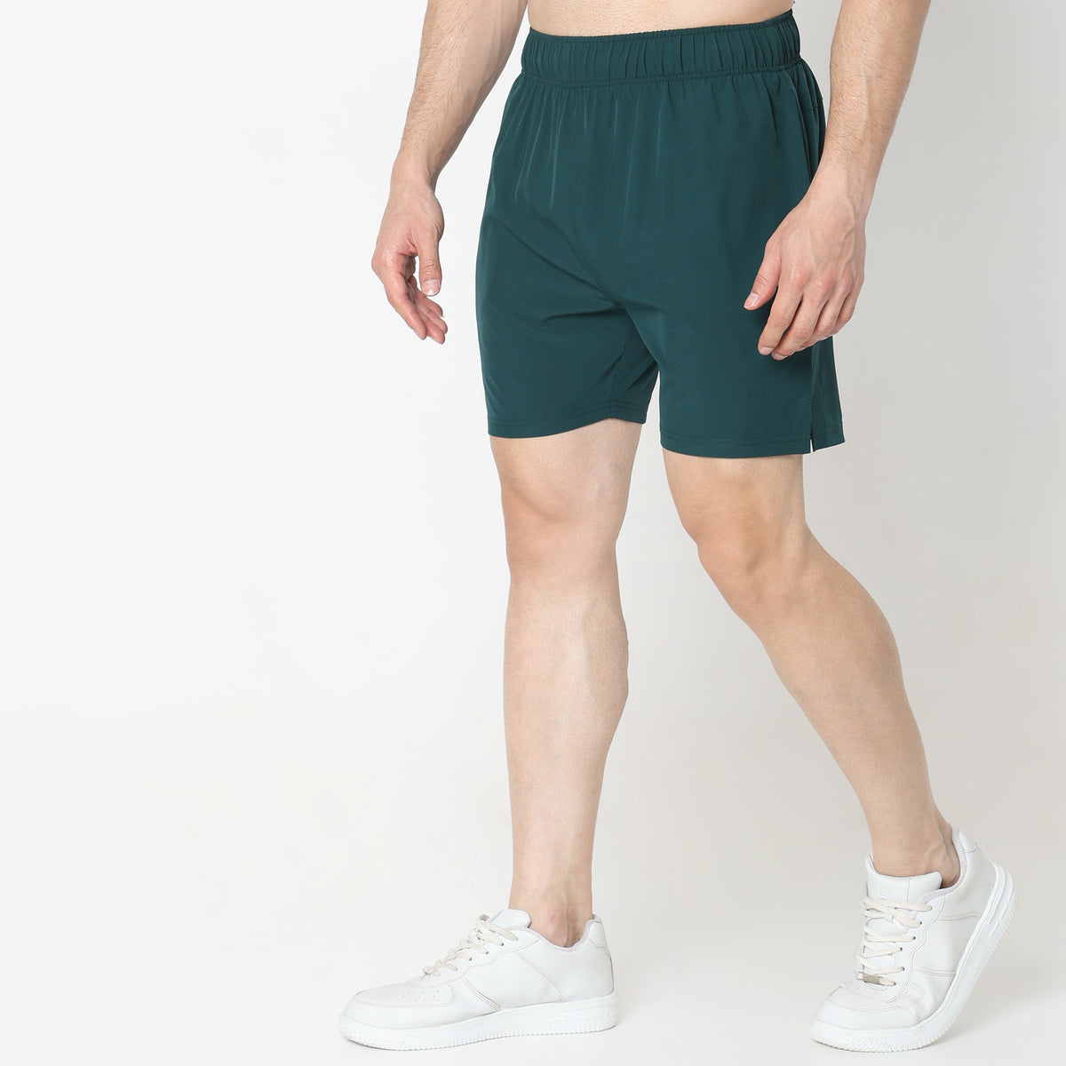 Regular Fit Solid Mid Rise Shorts