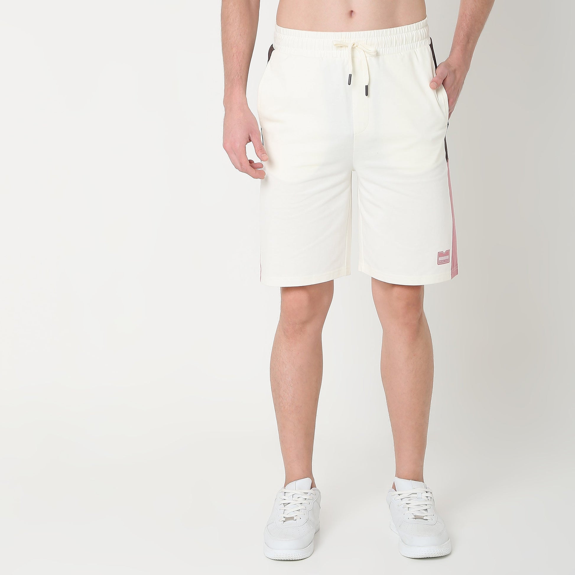 Regular Fit Solid Mid Rise Shorts