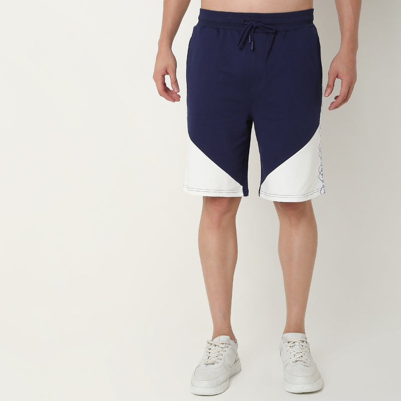 Regular Fit Color Block Mid Rise Shorts