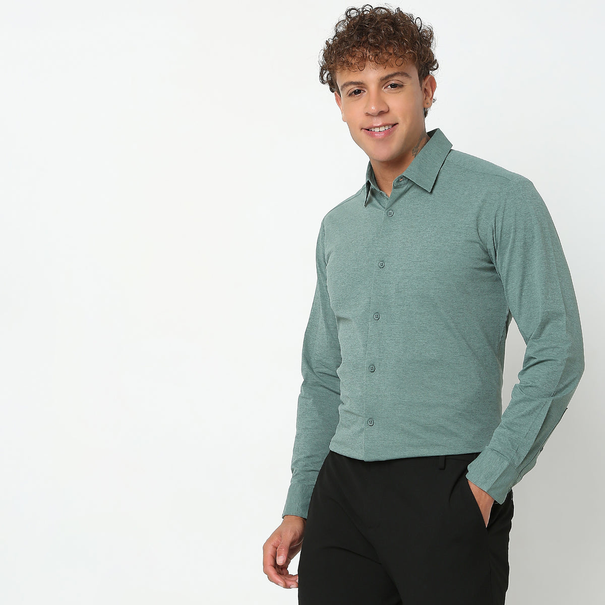 Slim Fit Solid Shirt