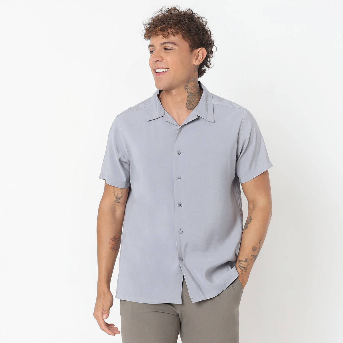 Slim Fit Solid Shirt