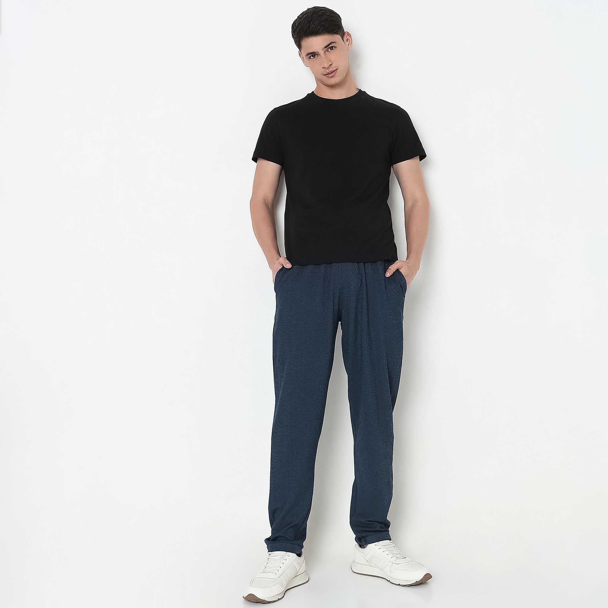 Regular Fit Solid Mid Rise Trackpants