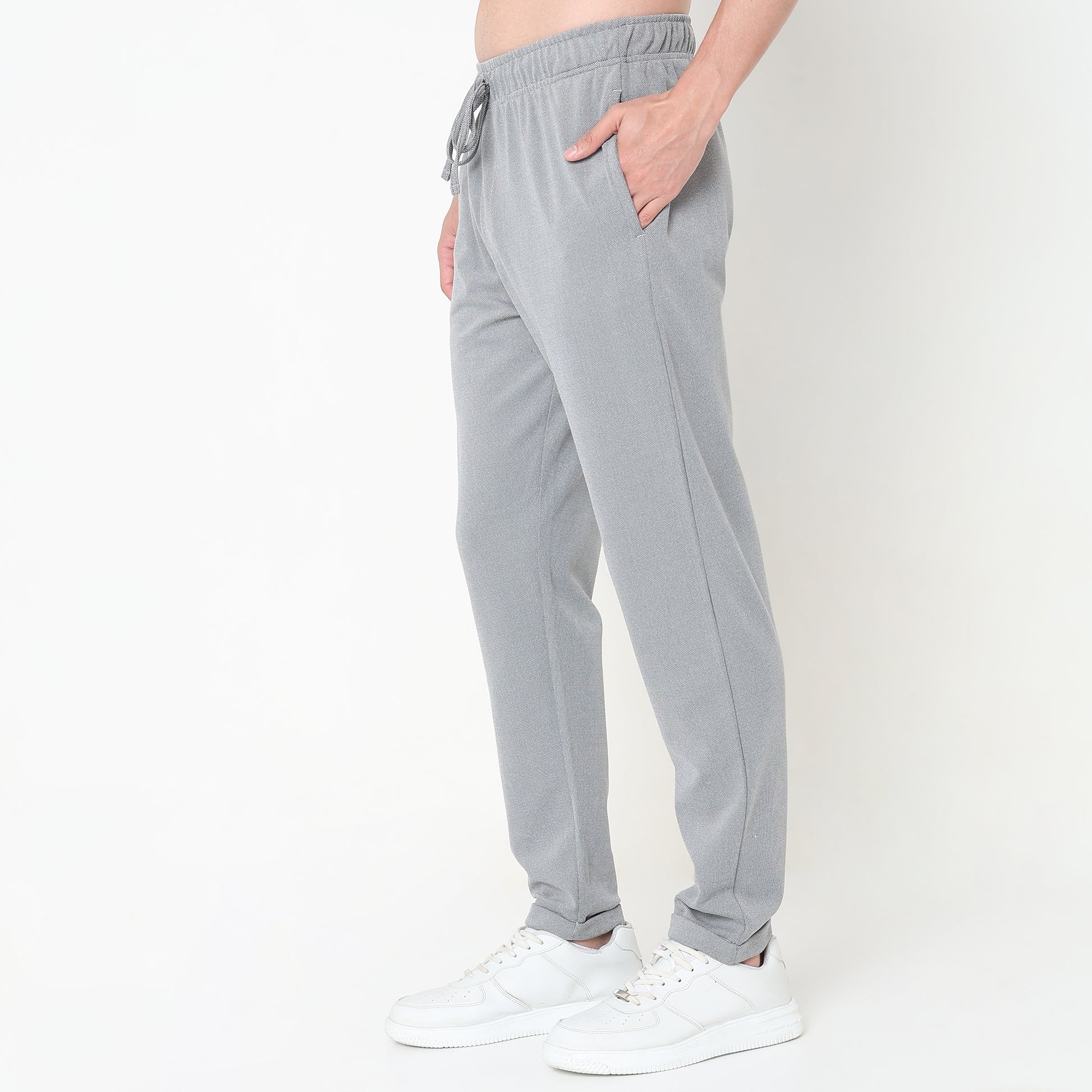 Regular Fit Solid Mid Rise Trackpants