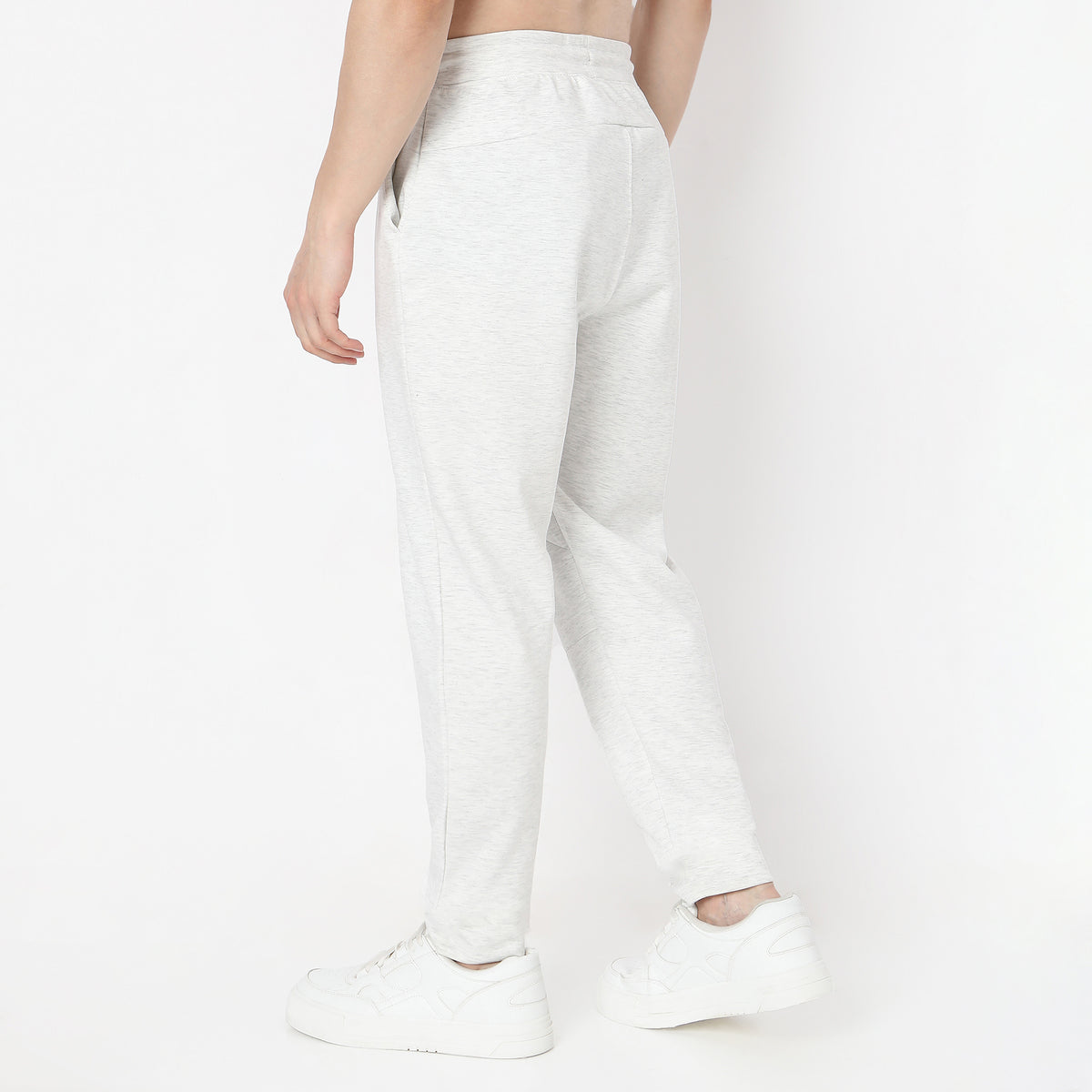 Regular Fit Solid Mid Rise Trackpants