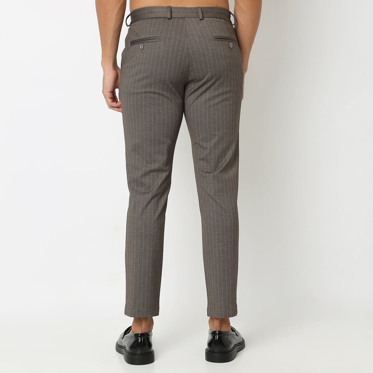 Regular Fit Solid Mid Rise Trousers