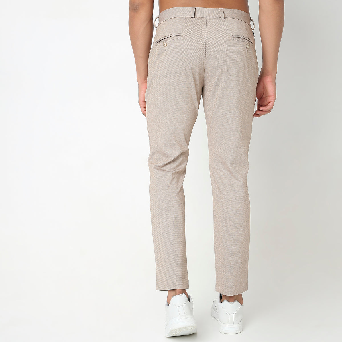 Regular Fit Solid Mid Rise Trousers