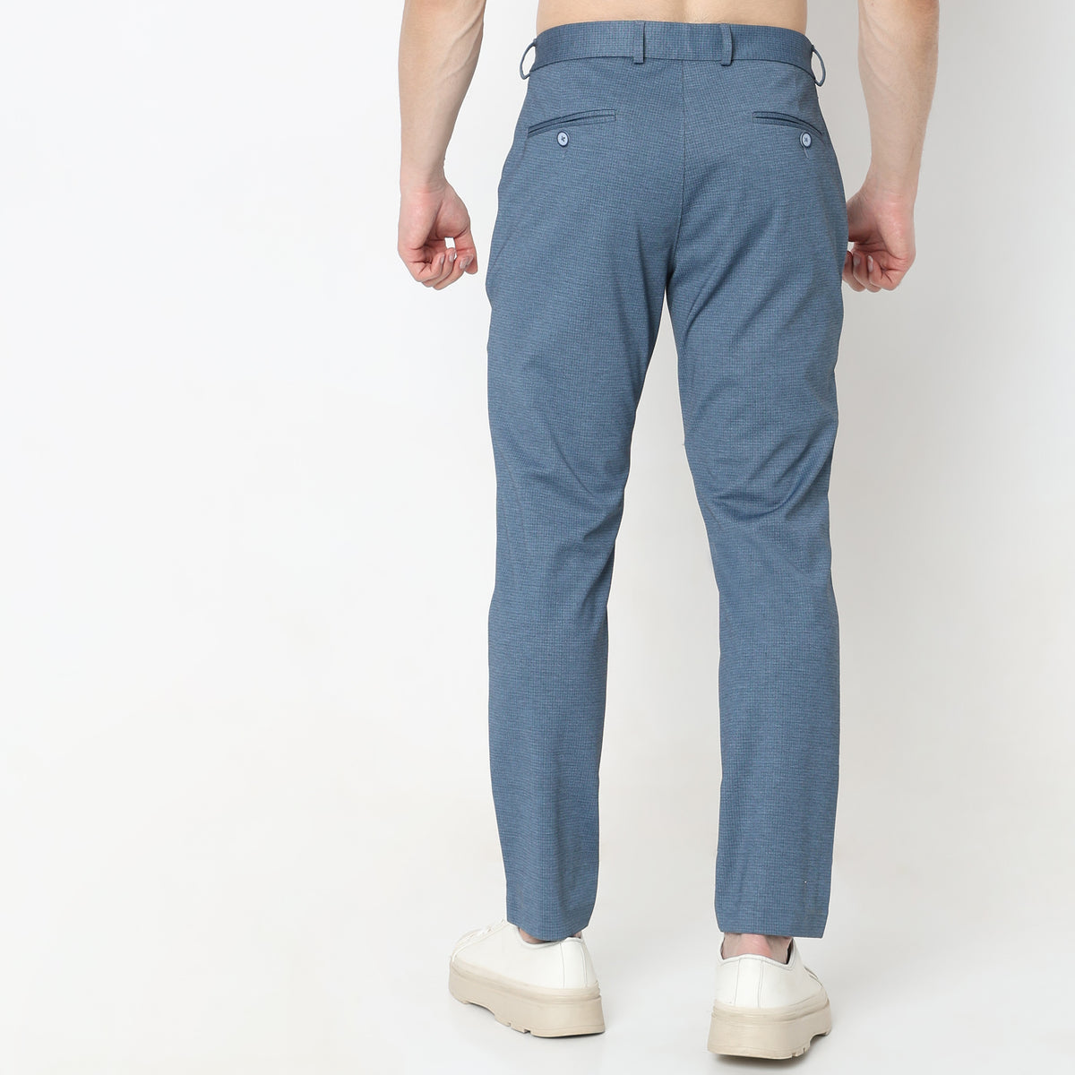 Regular Fit Solid Mid Rise Trousers