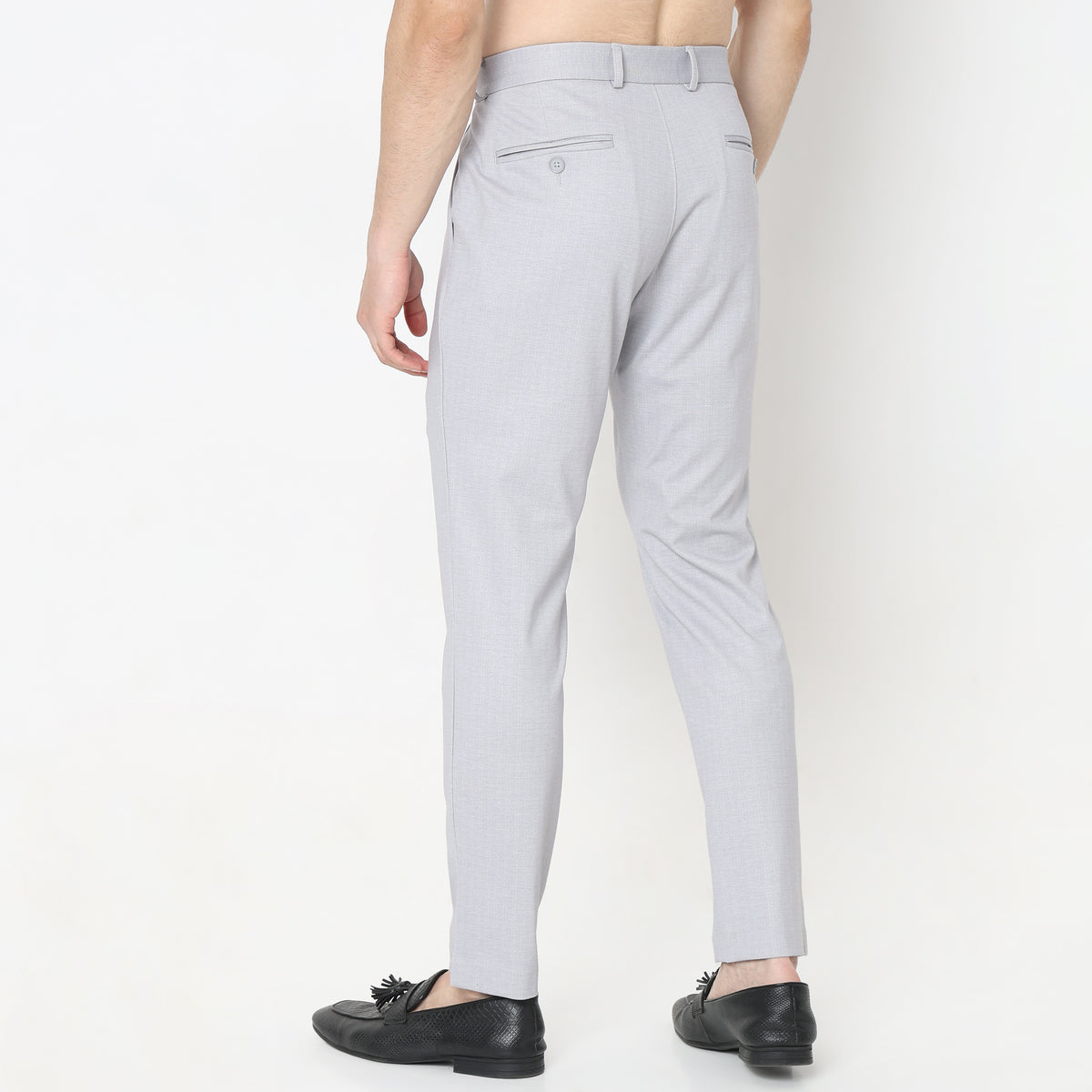 Regular Fit Solid Mid Rise Trousers