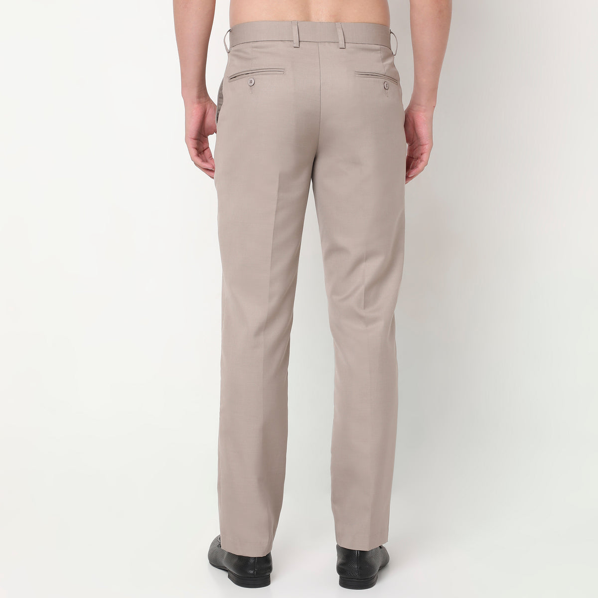 Regular Fit Solid Mid Rise Trousers