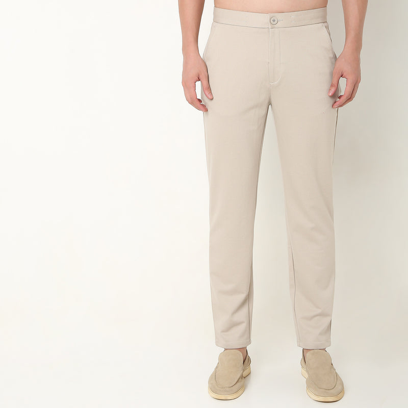 Regular Fit Solid Mid Rise Trousers