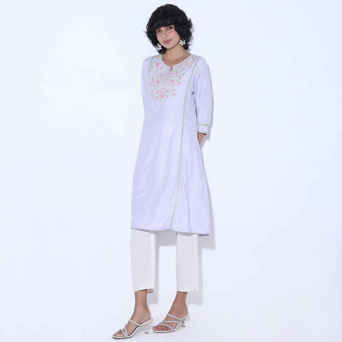 Flare Fit Embroidered Kurta