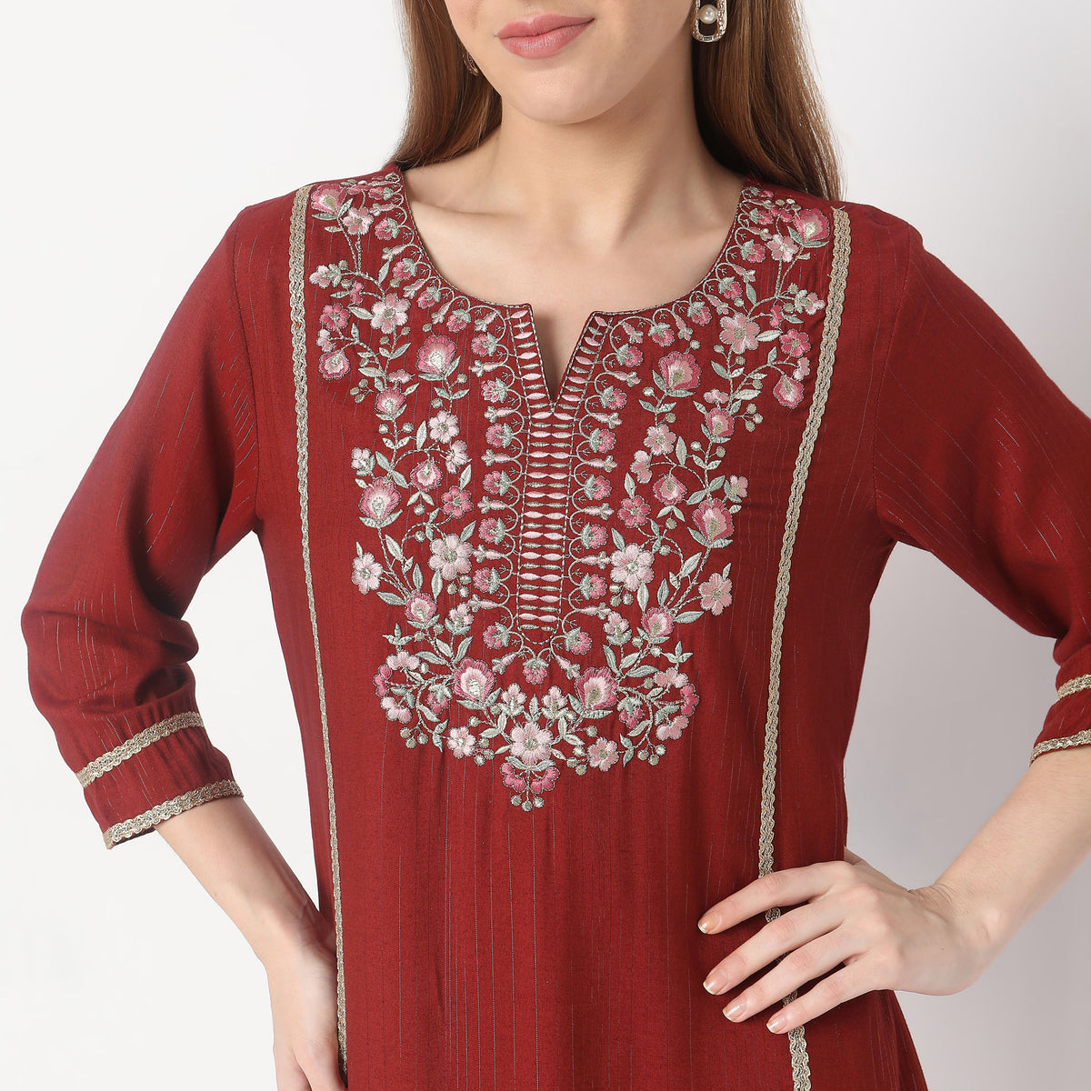 Flare Fit Embroidered Kurta