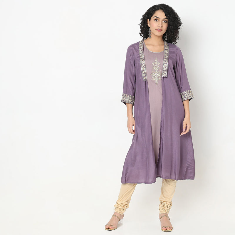 Flare Fit Embellished Kurta