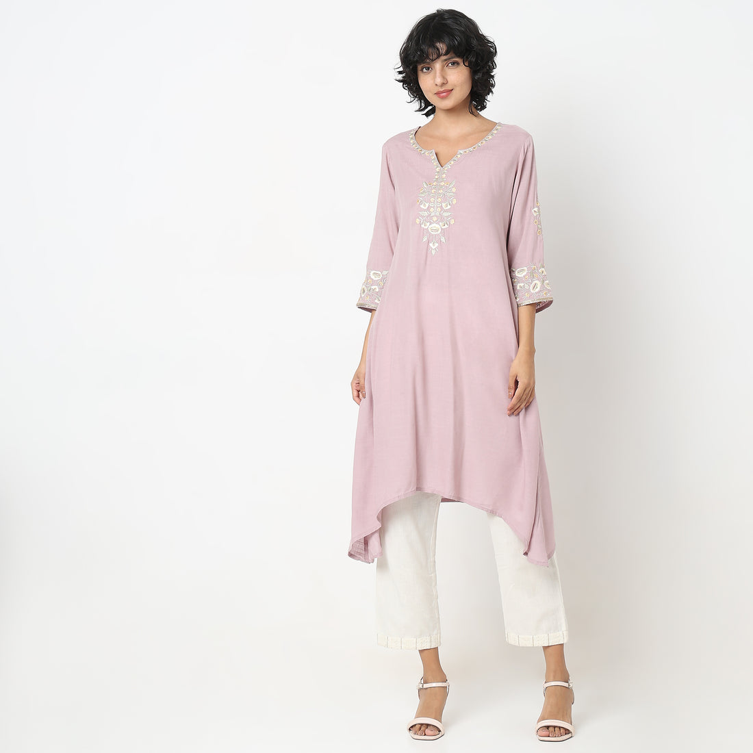 Flare Fit Embroidered Kurta