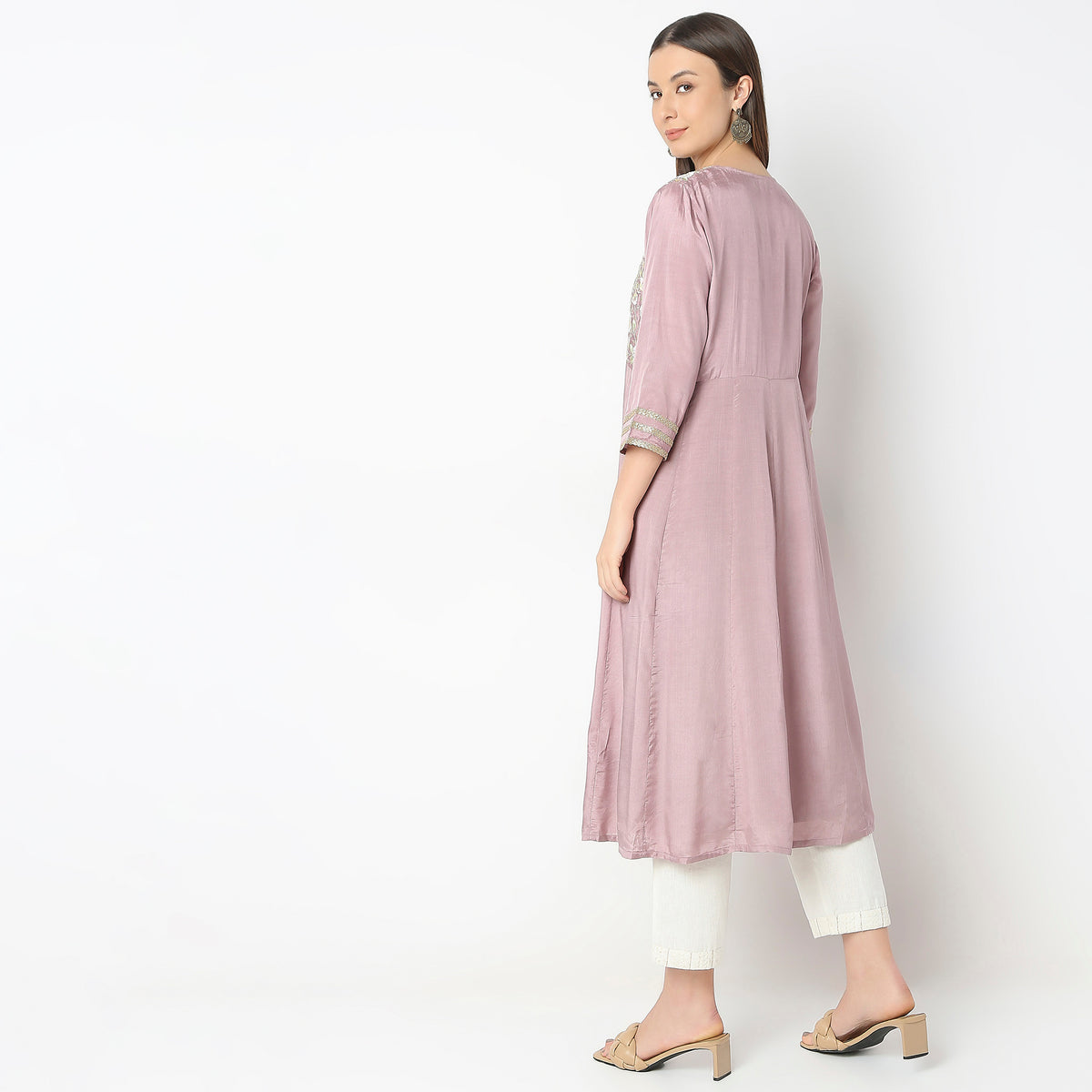 Flare Fit Embroidered Kurta