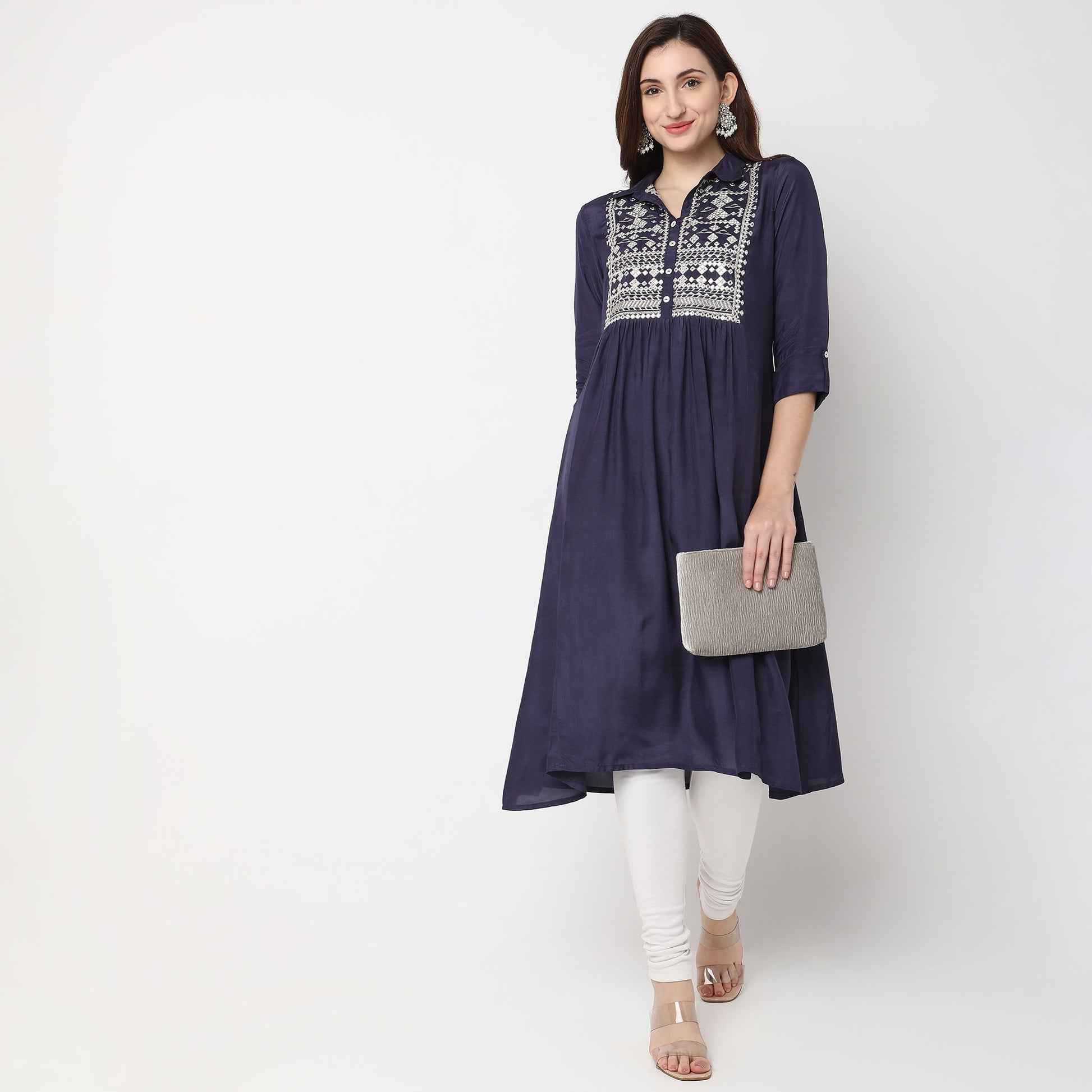 Flare Fit Embroidered Kurta