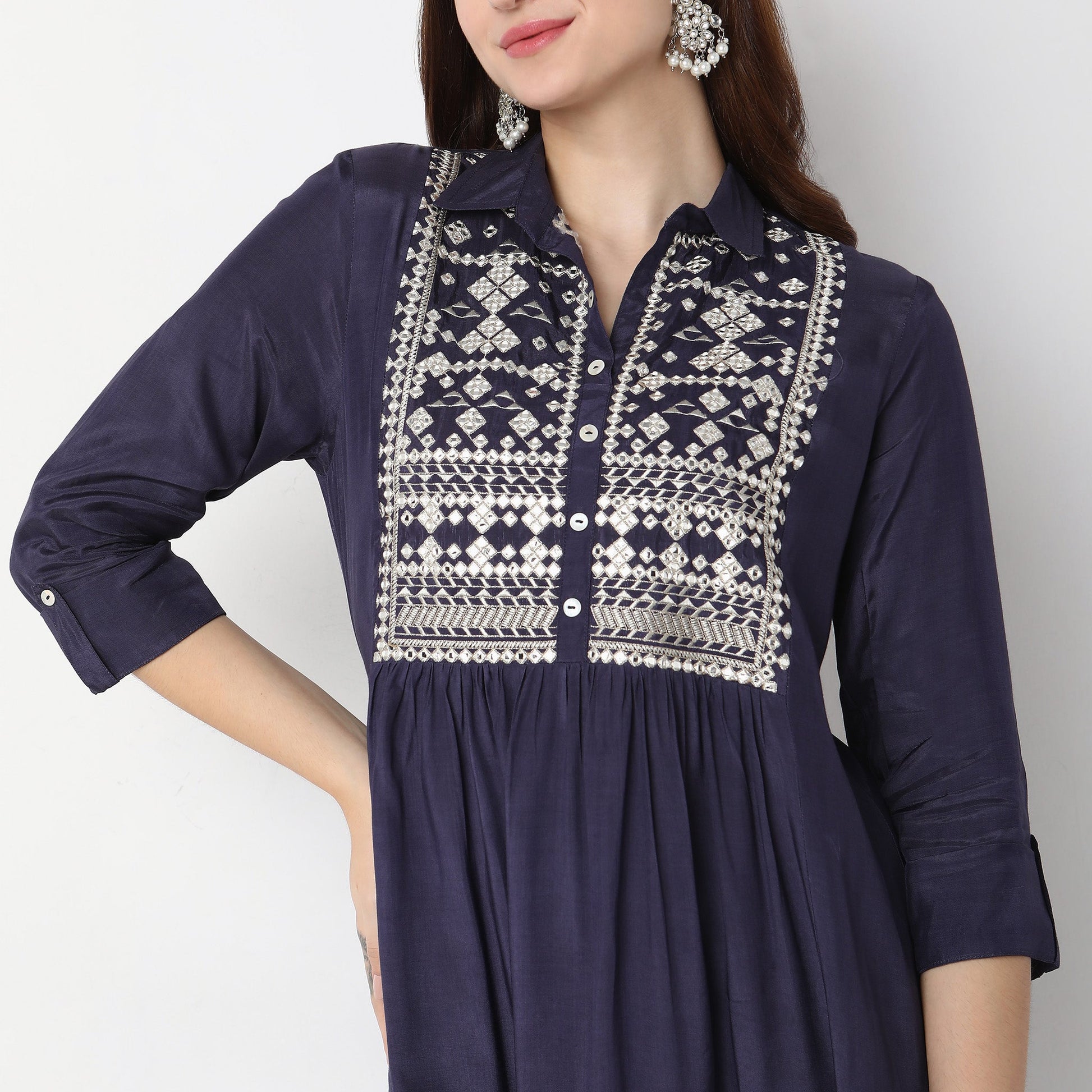 Flare Fit Embroidered Kurta