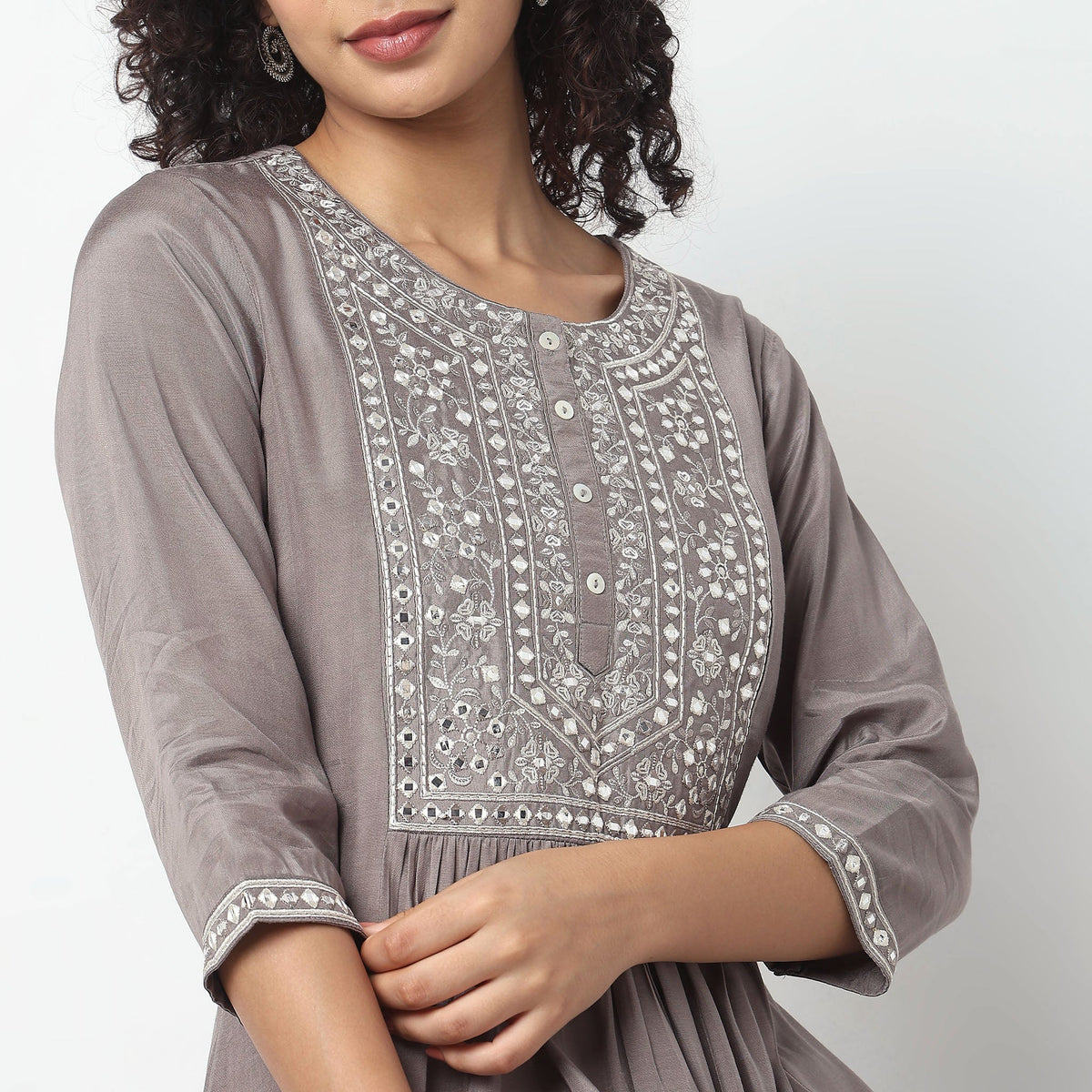Flare Fit Embroidered Kurta