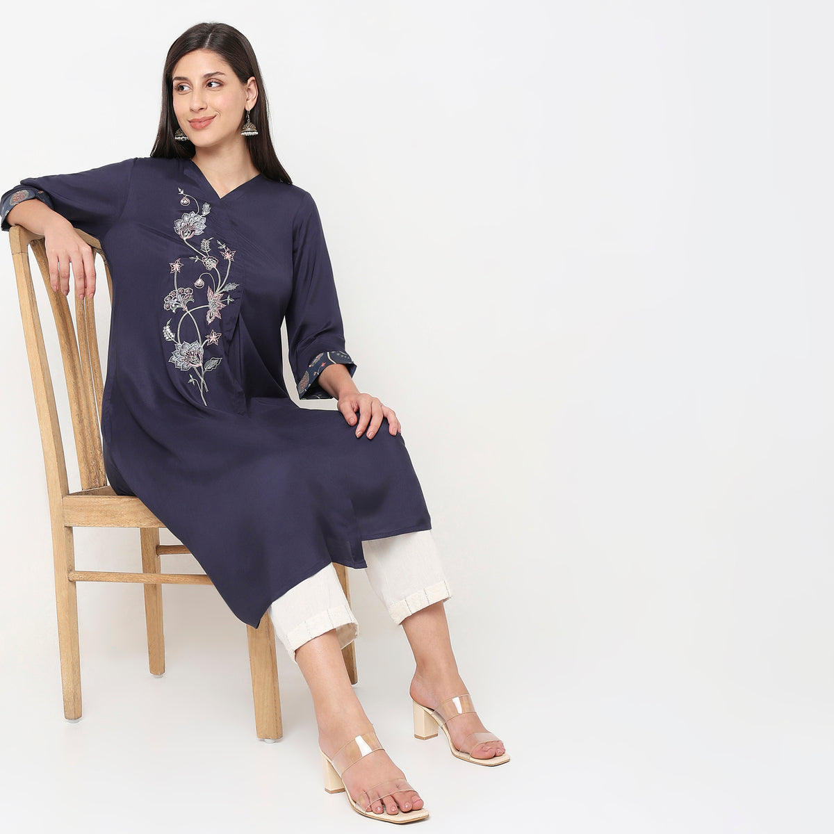 Flare Fit Embroidered Kurta