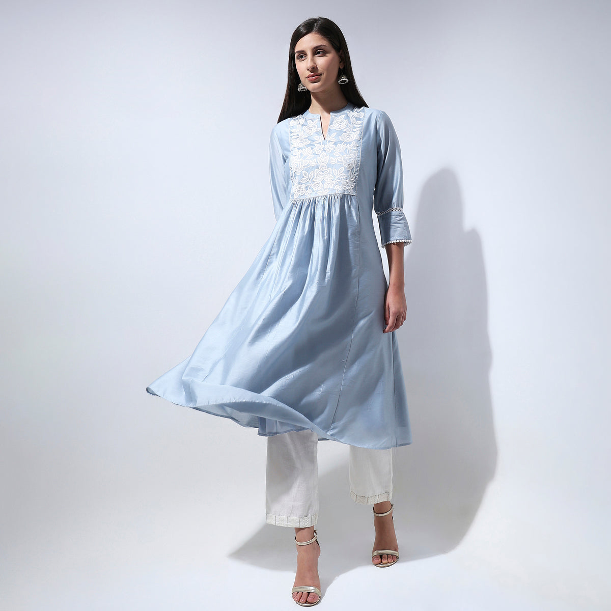 Flare Fit Embroidered Kurta