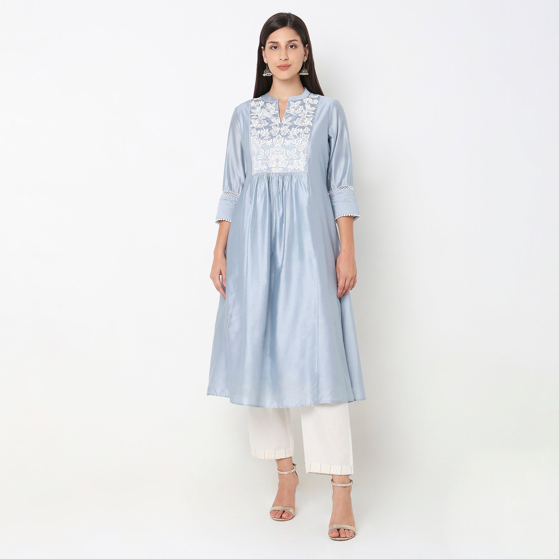 Flare Fit Embroidered Kurta