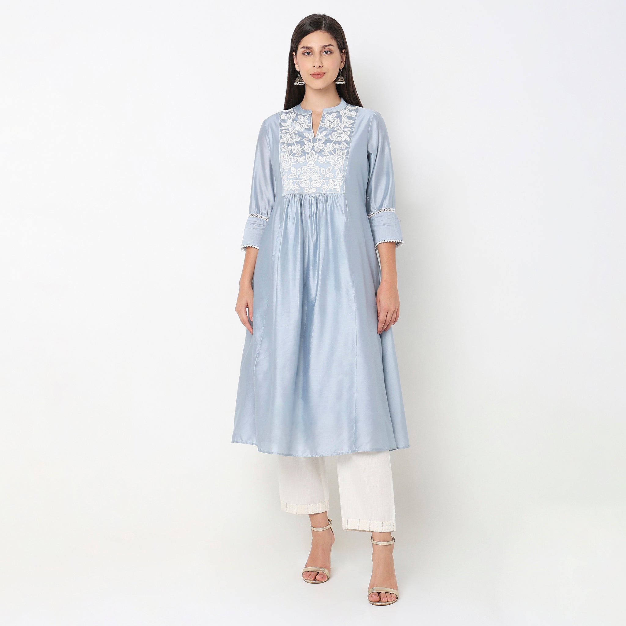 Flare Fit Embroidered Kurta