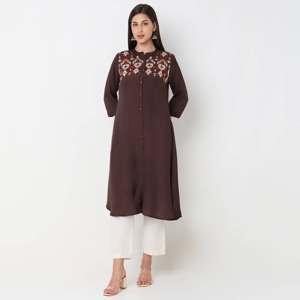 Flare Fit Embroidered Kurta