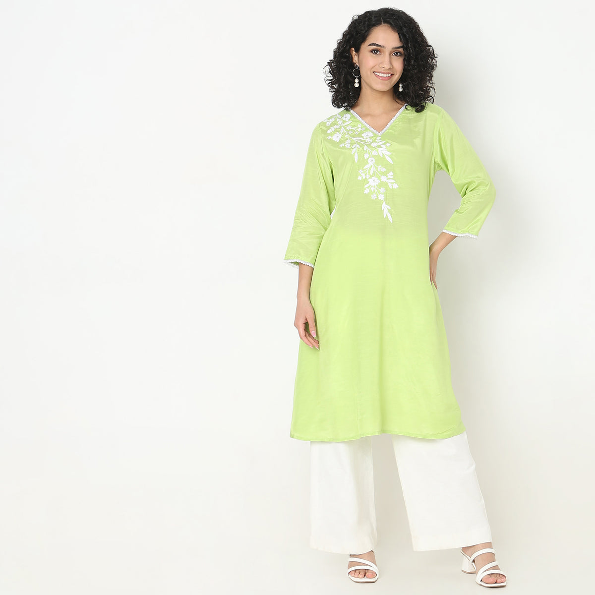 Flare Fit Embroidered Kurta