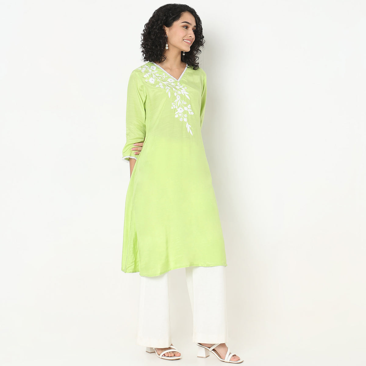 Flare Fit Embroidered Kurta