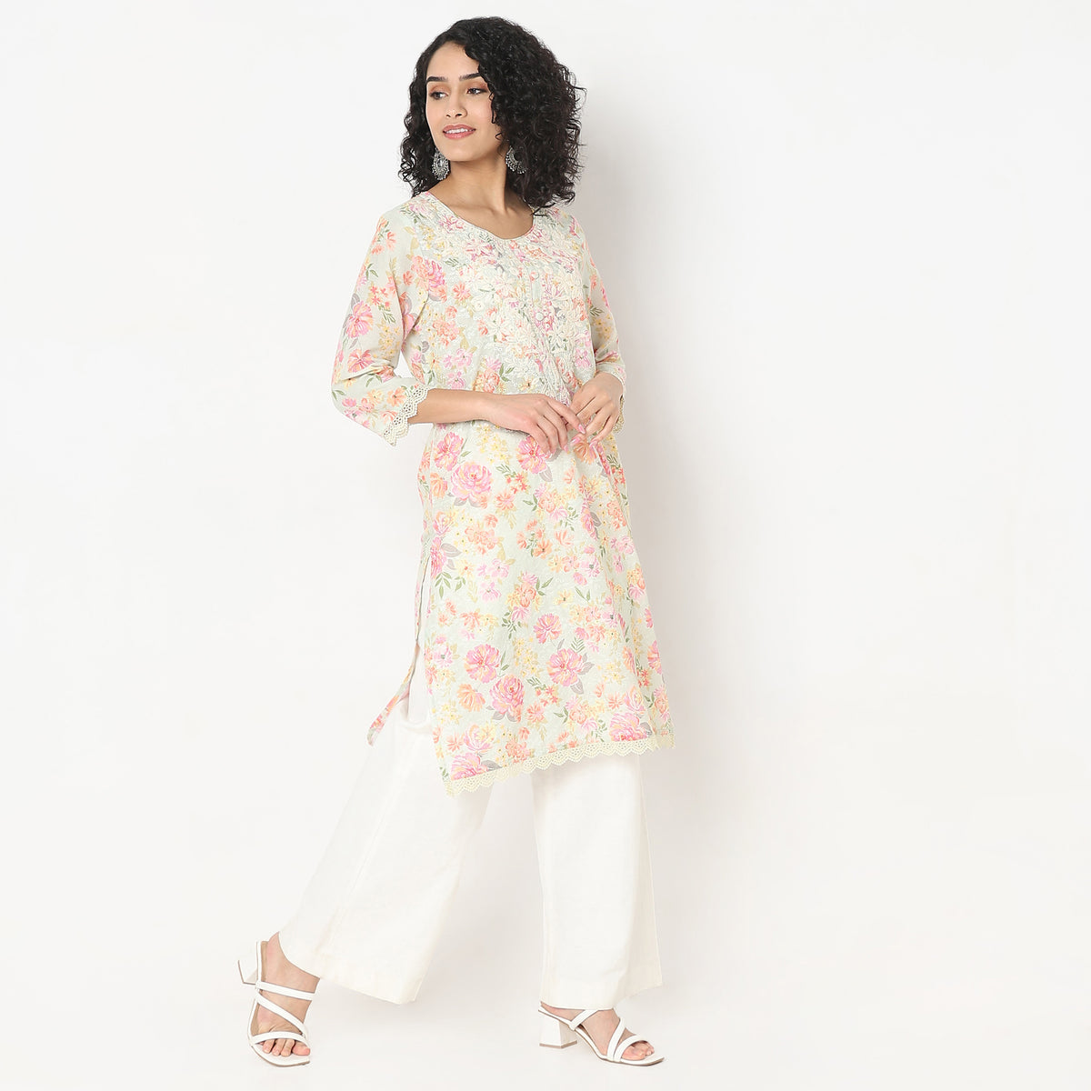 Flare Fit Embroidered Kurta