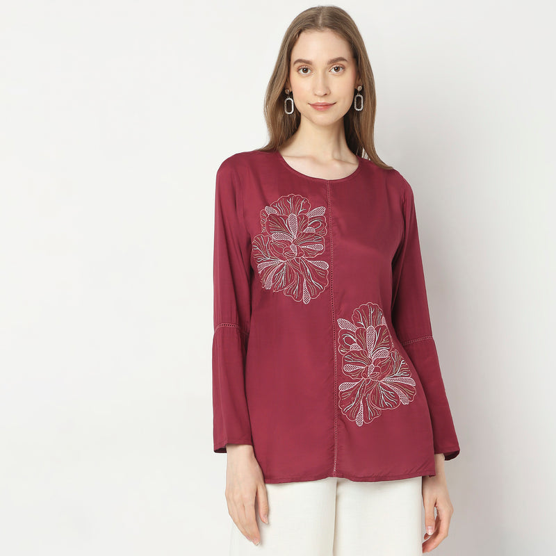 Flare Fit Embroidered Kurta